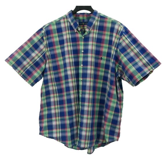Ralph Lauren Button Down Shirt Men's 3XB Multicolor Plaid Short Sleeve Cotton - Picture 9 of 9